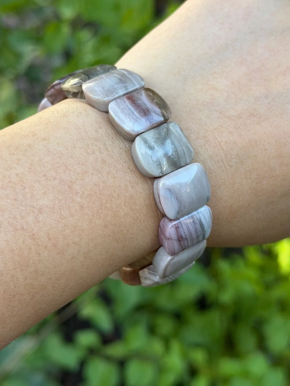 6.75 inches stretchable petrified wood soft bangle‎ 1535